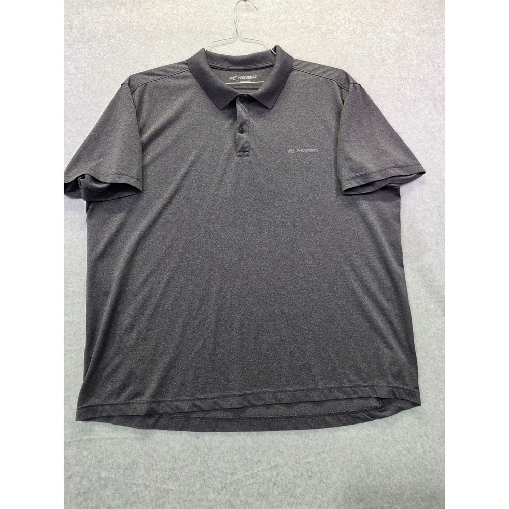 Performax Mens XL Quick-Dry PoloShirt Charcoal Gray Heather ShortSleeve Athletic